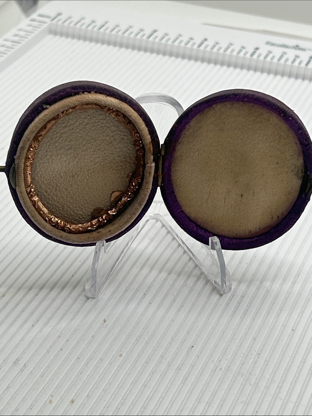 Antique Round Purple Velvet Photo or Mourning Accessory -